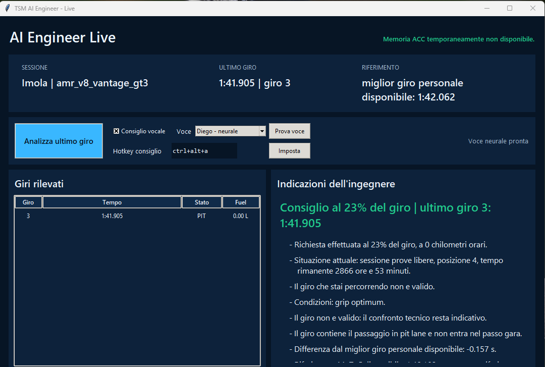Assistente vocale AI Engineer in Stint Manager 7.0.3